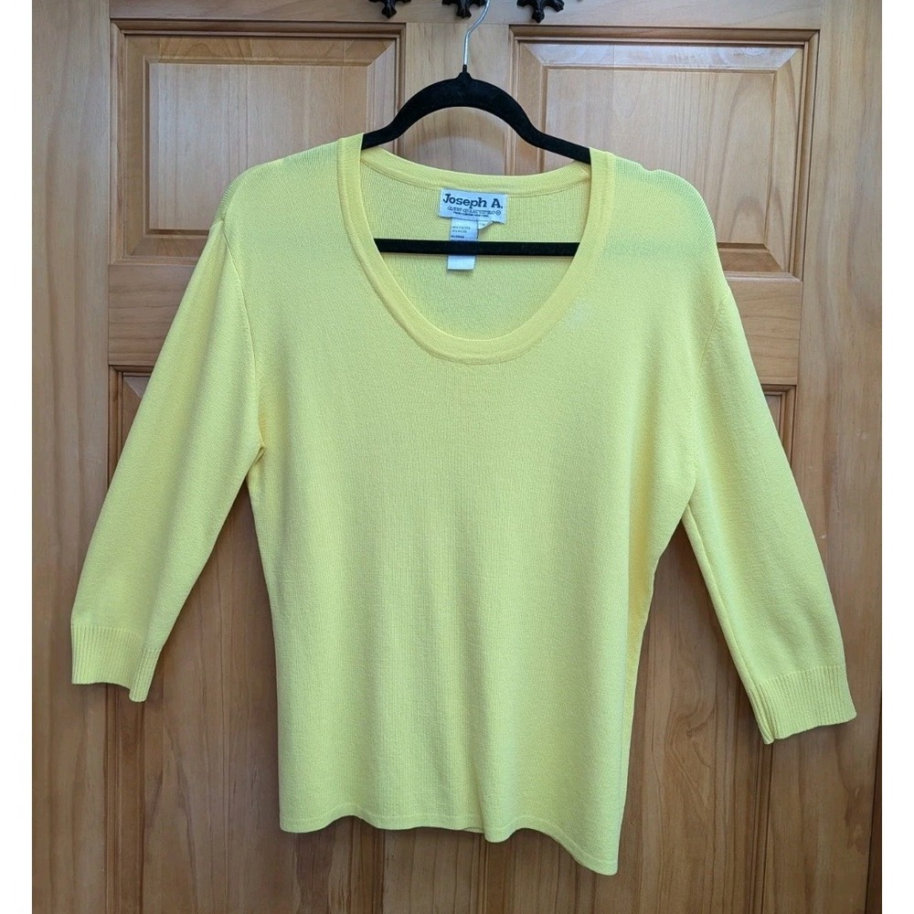 Joseph A. Women's XL Yellow Fine Guage Sweater Pullover Long Sleeves